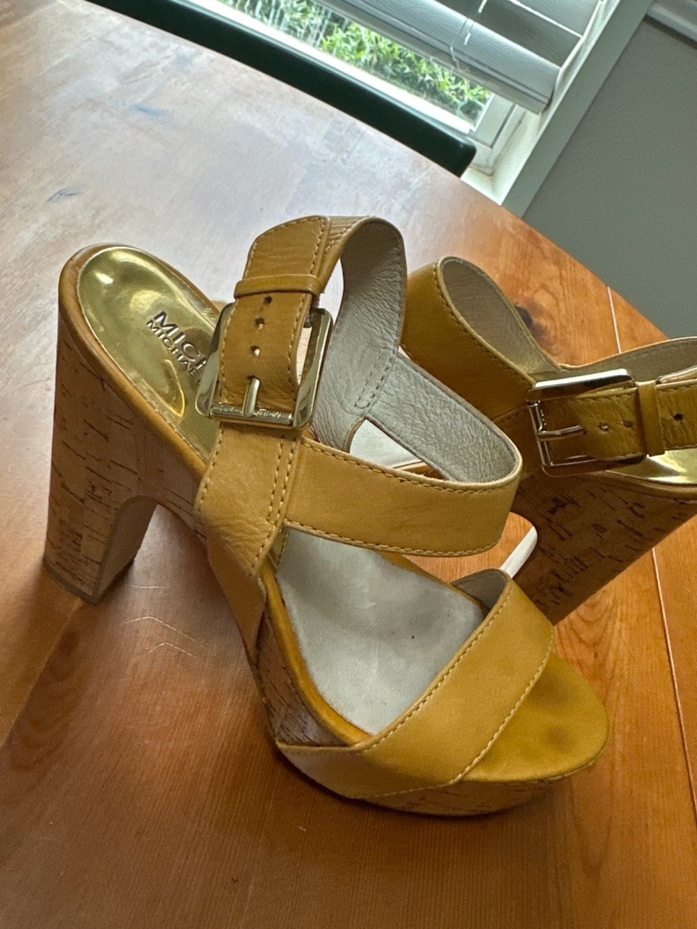Michael Kors Mustard Mustard Cork Platform Heels